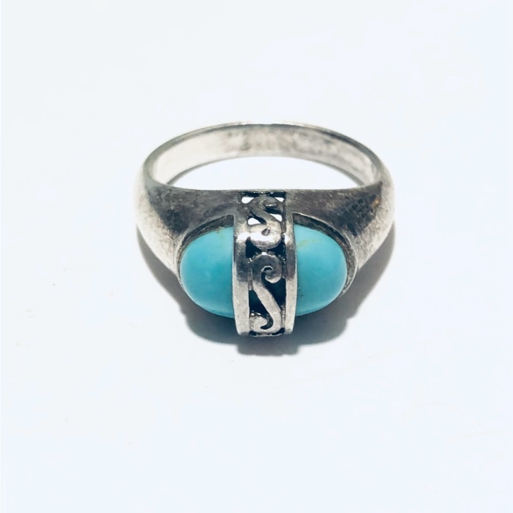 Premier Designs 925 Stamped Silver Turquoise Ring, Size 8